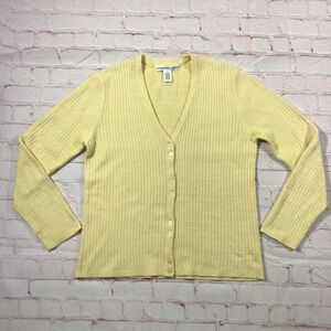 Josephine Chaus Yellow V-Neck Long Sleeve Cardigan - Size Small
